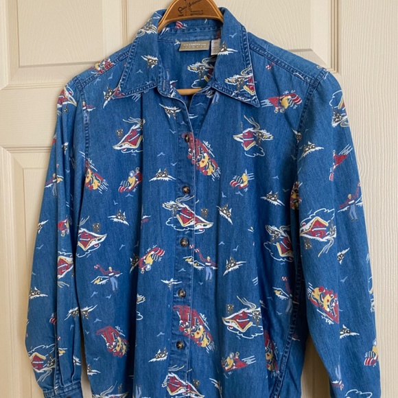 Liz Claiborne denim button up shirt - Picture 6 of 7